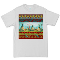 Dove Grey teepe tent dreamcatcher totem pole seamless patter Premium Tee - FaDigitalArtStudio