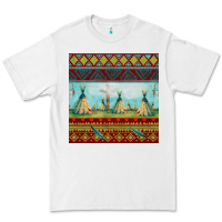 White teepe tent dreamcatcher totem pole seamless patter Premium Tee - FaDigitalArtStudio