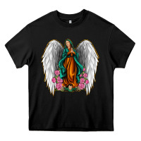 Black Angel Wing Lady of Guadalupe Heavy Core Tee - Jasminsmagicworld