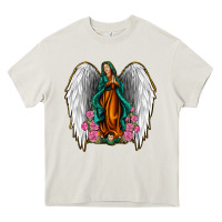 Cream Angel Wing Lady of Guadalupe Heavy Core Tee - Jasminsmagicworld