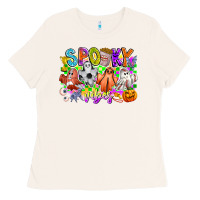 Bone Spooky Vibes Ghost Ladies Tee - CowhideDigitalArt