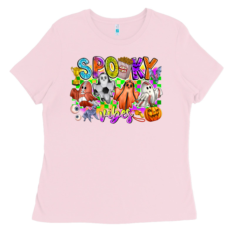Spooky Vibes Ghost Ladies Tee by CowhideDigitalArt | Teevron