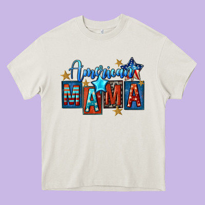 American Mama 4th Of July Heavy Core Tee Designed By Fadigitalartstudio