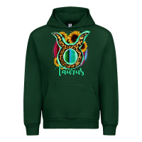 Forest Green Taurus Zodiac Sign Sunflower Leopard Serape Urban Hoodie - RanaPortraitStore