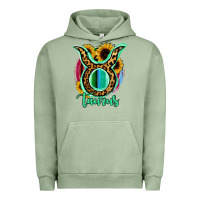 Pigment Oil Green Taurus Zodiac Sign Sunflower Leopard Serape Urban Hoodie - RanaPortraitStore