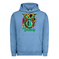 Pigment Pebble Blue Taurus Zodiac Sign Sunflower Leopard Serape Urban Hoodie - RanaPortraitStore