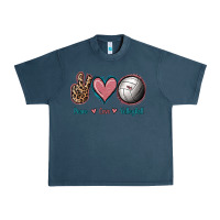 Midnight Navy Peace Love Volleyball Urban Heavy Tee - Jasminsmagicworld