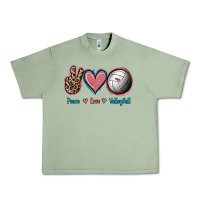 Oil Green Peace Love Volleyball Urban Heavy Tee - Jasminsmagicworld