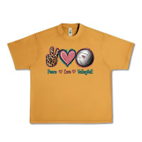 Peanut Butter Peace Love Volleyball Urban Heavy Tee - Jasminsmagicworld
