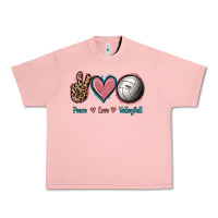 Salmon Peace Love Volleyball Urban Heavy Tee - Jasminsmagicworld
