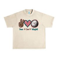 Sandshell Peace Love Volleyball Urban Heavy Tee - Jasminsmagicworld