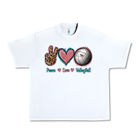 White Peace Love Volleyball Urban Heavy Tee - Jasminsmagicworld