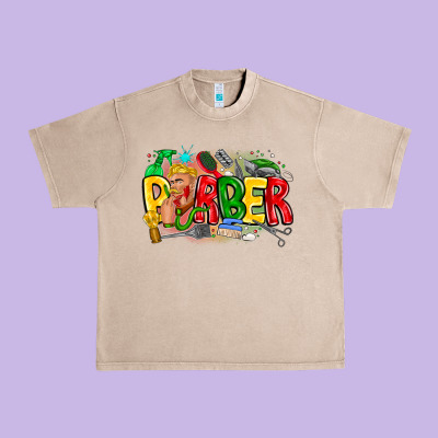 Barber Urban Heavy Tee Designed By Cowhidedigitalart