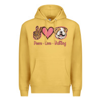 Antique Gold Peace Love Bulldog Premium Hoodie - Jasminsmagicworld