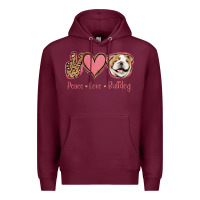 Peace Love Bulldog Premium Hoodie | Teevron