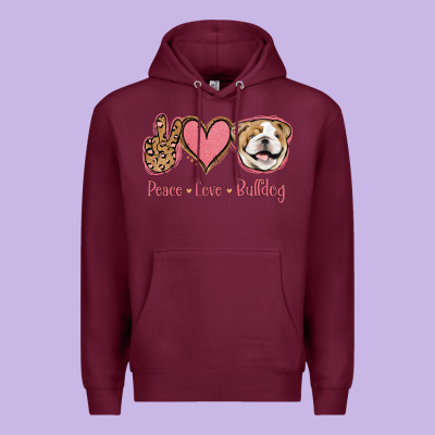 Peace Love Bulldog Premium Hoodie Designed By Jasminsmagicworld