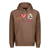 Chestnut Peace Love Bulldog Premium Hoodie - Jasminsmagicworld