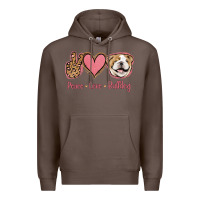 Coffee Peace Love Bulldog Premium Hoodie - Jasminsmagicworld