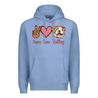 Colony Blue Peace Love Bulldog Premium Hoodie - Jasminsmagicworld