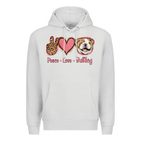 Dove Grey Peace Love Bulldog Premium Hoodie - Jasminsmagicworld