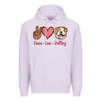 Lilac Peace Love Bulldog Premium Hoodie - Jasminsmagicworld