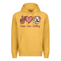 Mustard Peace Love Bulldog Premium Hoodie - Jasminsmagicworld
