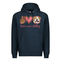 Navy Peace Love Bulldog Premium Hoodie - Jasminsmagicworld