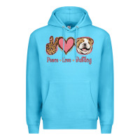 Ocean Blue Peace Love Bulldog Premium Hoodie - Jasminsmagicworld