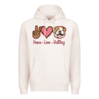 Pale Pink Peace Love Bulldog Premium Hoodie - Jasminsmagicworld