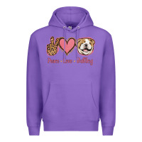 Purple Peace Love Bulldog Premium Hoodie - Jasminsmagicworld