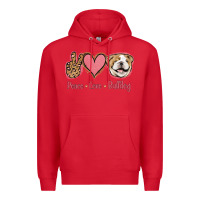 Red Peace Love Bulldog Premium Hoodie - Jasminsmagicworld