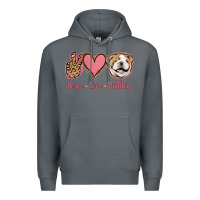 Rock Peace Love Bulldog Premium Hoodie - Jasminsmagicworld