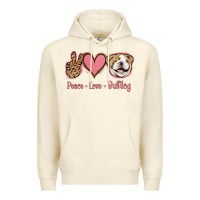 Sandshell Peace Love Bulldog Premium Hoodie - Jasminsmagicworld
