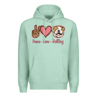 Seafoam Peace Love Bulldog Premium Hoodie - Jasminsmagicworld
