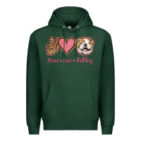 Sports Green Peace Love Bulldog Premium Hoodie - Jasminsmagicworld
