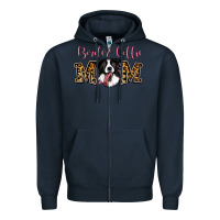 Navy Border Collie Mom Zipper Hoodie - Jasminsmagicworld
