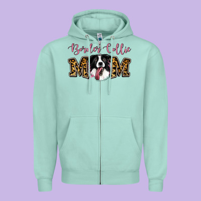 Border Collie Mom Zipper Hoodie Designed By Jasminsmagicworld