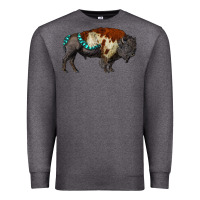 Charcoal Heather gemstone bison Premium Sweatshirt - RanaPortraitStore