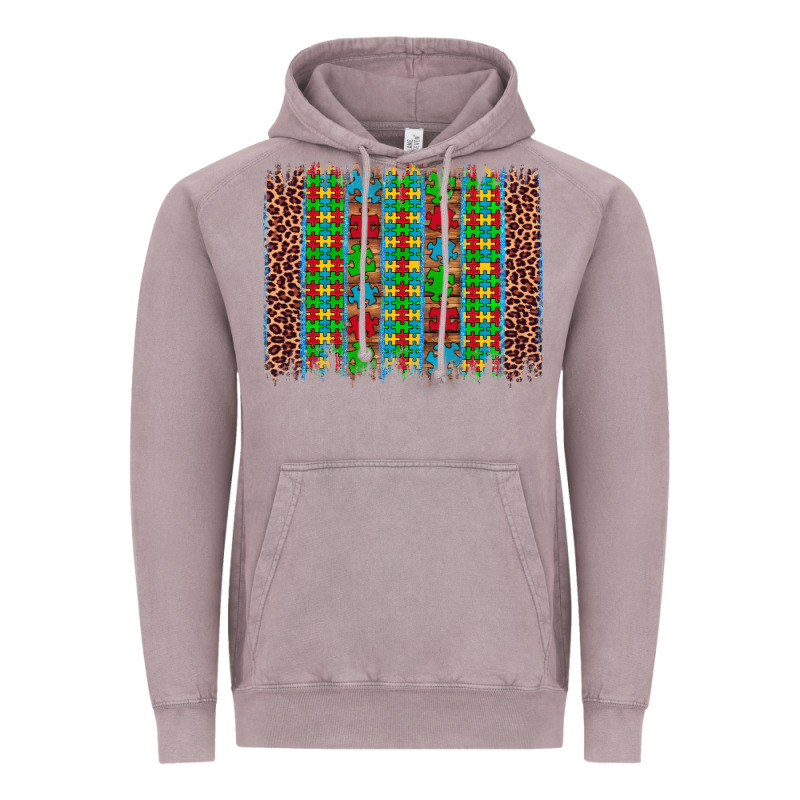 Autism Awareness Leopard Puzzle Brush Stroke Vintage Hoodie by Artiststas | Teevron