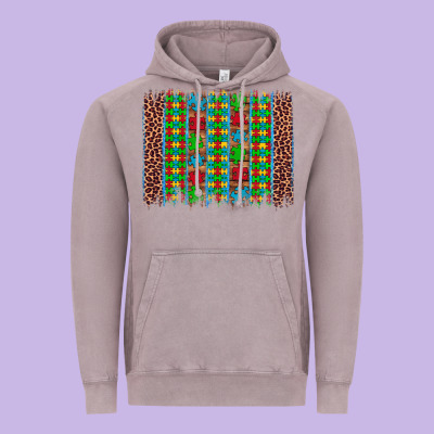 Autism Awareness Leopard Puzzle Brush Stroke Vintage Hoodie Designed By Artiststas