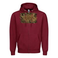 Burgundy Camouflage Leopard Background Zipper Hoodie - Jasminsmagicworld