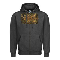 Charcoal Heather Camouflage Leopard Background Zipper Hoodie - Jasminsmagicworld
