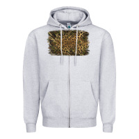 Heather Grey Camouflage Leopard Background Zipper Hoodie - Jasminsmagicworld