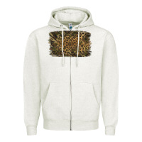 Oatmeal Heather Camouflage Leopard Background Zipper Hoodie - Jasminsmagicworld