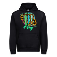 Black Virgo Zodiac Sign Sunflower Leopard Serape Urban Hoodie - RanaPortraitStore