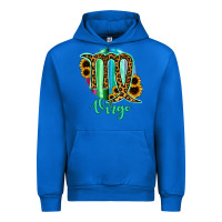 Cobalt Virgo Zodiac Sign Sunflower Leopard Serape Urban Hoodie - RanaPortraitStore