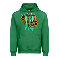 Emerald Virgo Zodiac Sign Sunflower Leopard Serape Urban Hoodie - RanaPortraitStore