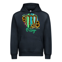 Navy Virgo Zodiac Sign Sunflower Leopard Serape Urban Hoodie - RanaPortraitStore