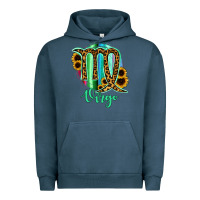 Pigment Midnight Navy Virgo Zodiac Sign Sunflower Leopard Serape Urban Hoodie - RanaPortraitStore