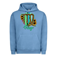 Pigment Pebble Blue Virgo Zodiac Sign Sunflower Leopard Serape Urban Hoodie - RanaPortraitStore
